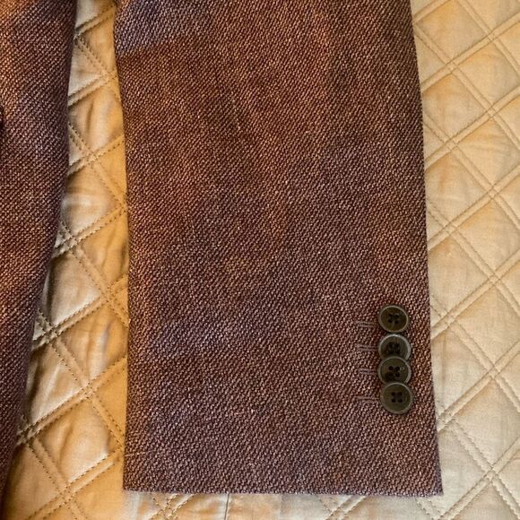 Joseph Abboud Heritage Mens Burgundy Wool Linen Blend Textured Comero Jacket. - Picture 3 of 9